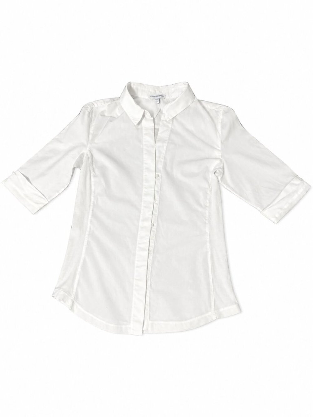 James Perse White Blouse Size 3 Elegant Minimalist 3/4 Sleeve Shirt - Picture 2 of 6